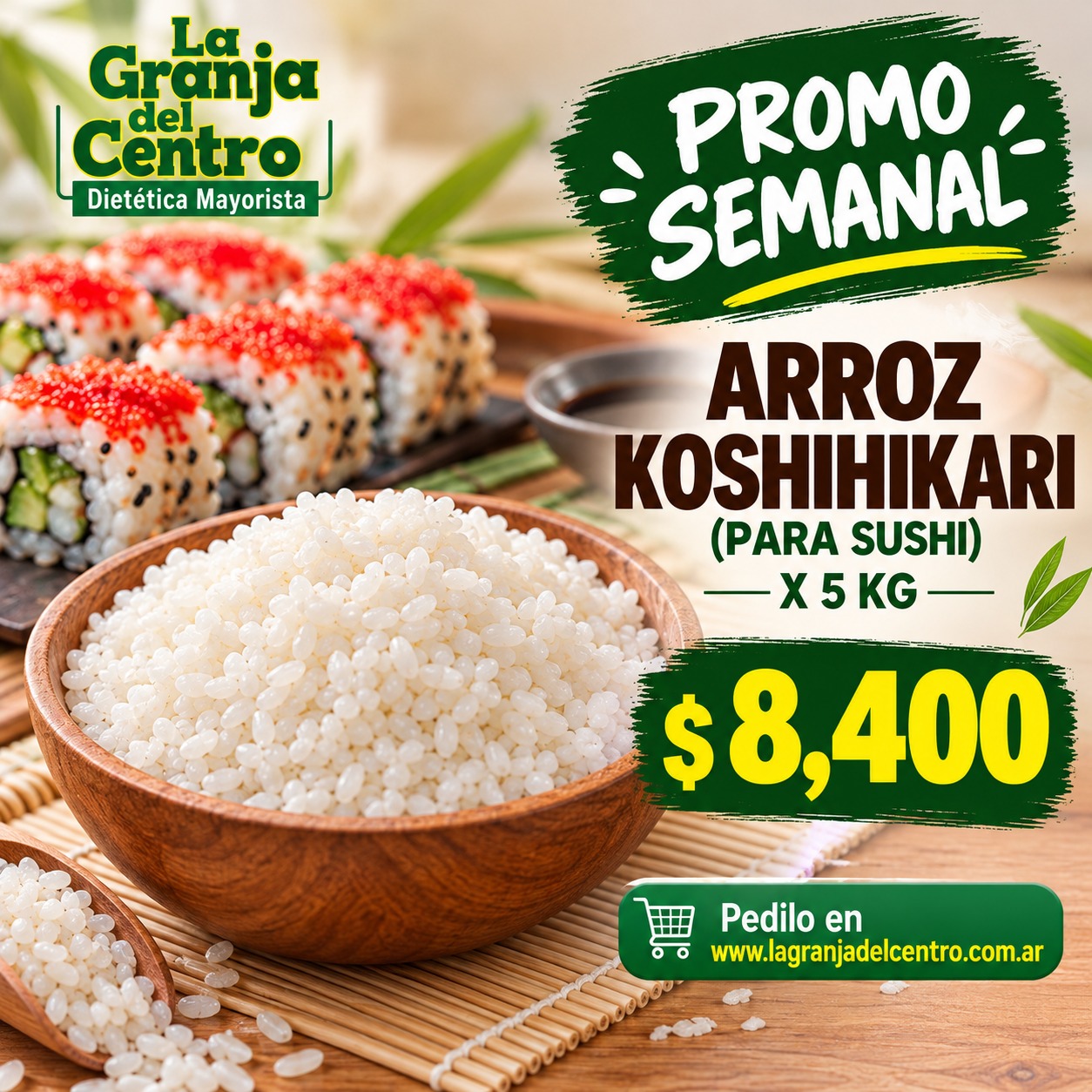 Ofertas y Promociones ARROZ KOSHIHIKARI (PARA SUSHI)  X 5 KG promo semanal